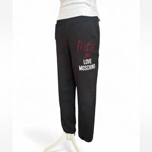 Love Moschino Black Joggers with Red Rhinestone Pretty in Love